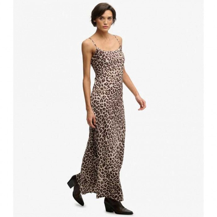 SUPERDRY WOMAN Printed Maxi Slip BROWN LEOPARD