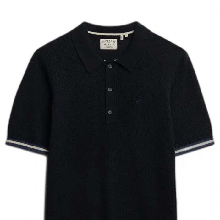 SUPERDRY MAN KNITTED POLO T SHIRT DARK BLUE