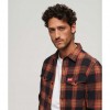 SUPERDRY Organic Cotton Worker Check Shirt ORANGE/BLACK