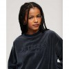 SUPERDRY Velour Graphic Boxy Crew Sweatshirt DARK BLUE