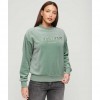 SUPERDRY Velour Graphic Boxy Crew Sweatshirt GREEN