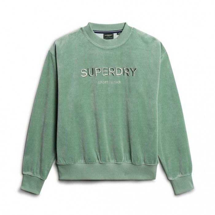 SUPERDRY Velour Graphic Boxy Crew Sweatshirt GREEN