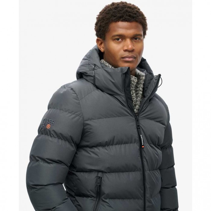 SUPERDRY Hooded Sports Puffer Jacket EBONY