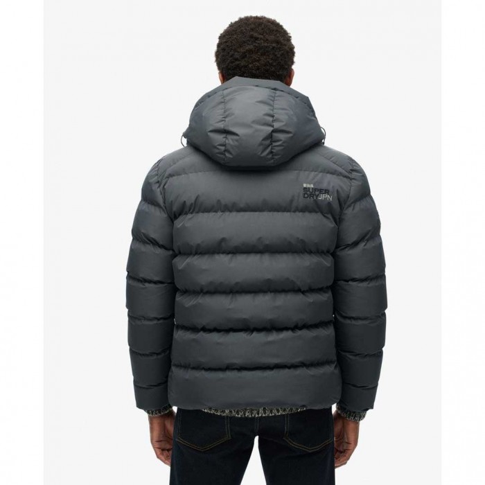 SUPERDRY Hooded Sports Puffer Jacket EBONY