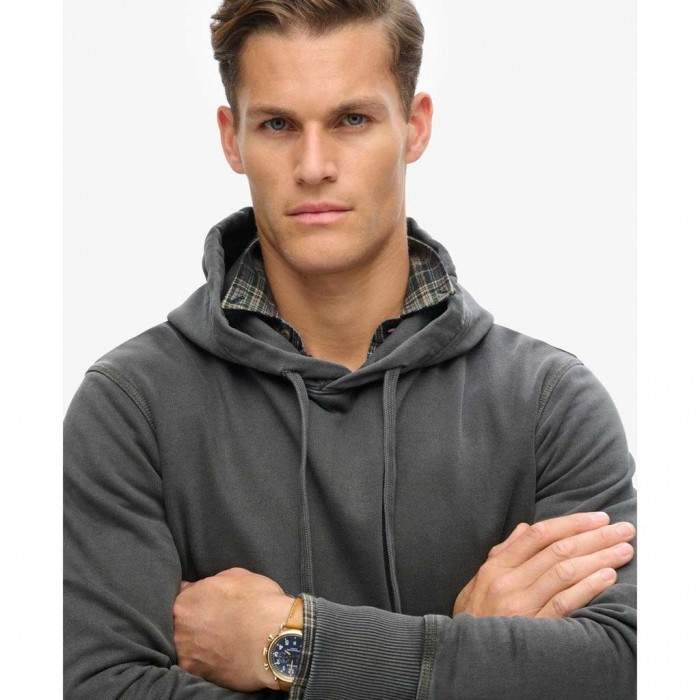 SUPERDRY Contrast Stitch Relaxed Hoodie WASHED BLACK