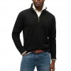 SUPERDRY Mens Essential Logo Henley Half Zip Sweatshirt Black