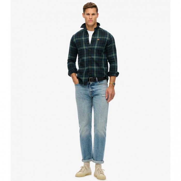 SUPERDRY Organic Cotton Lumberjack Check Shirt Frontier Check Navy