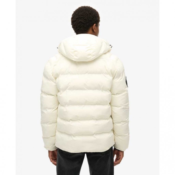 SUPERDRY Hooded City Graphic Puffer Jacket WHITE