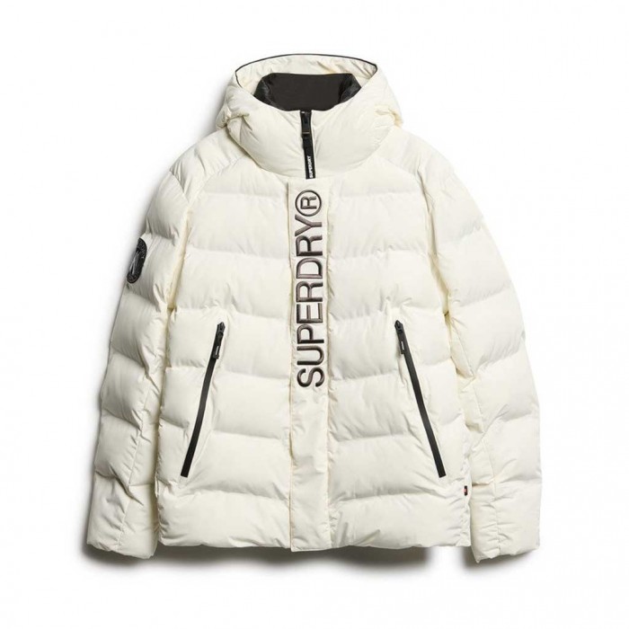 SUPERDRY Hooded City Graphic Puffer Jacket WHITE