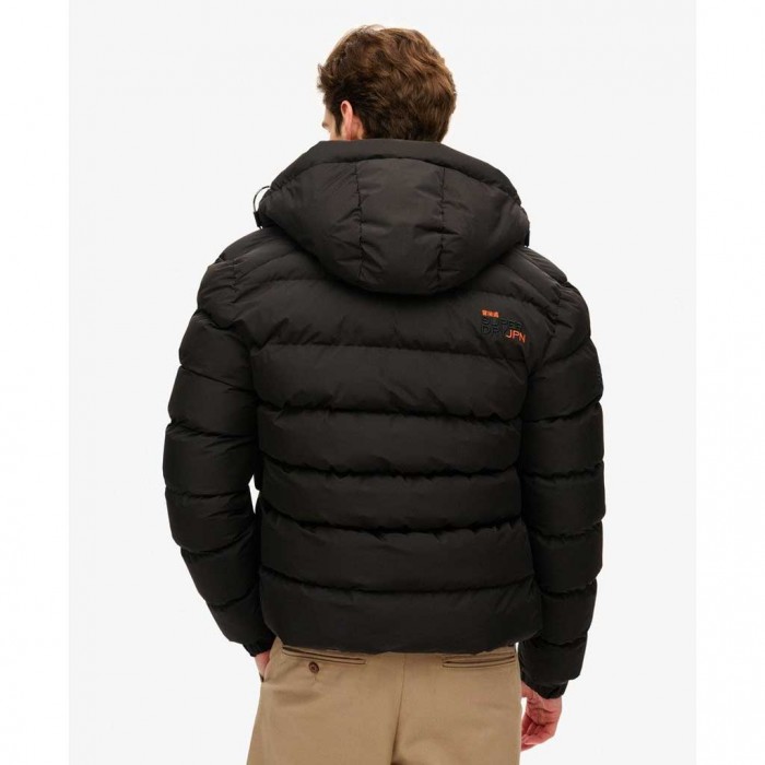 SUPERDRY Hooded Sports Puffer Jacket BLACK