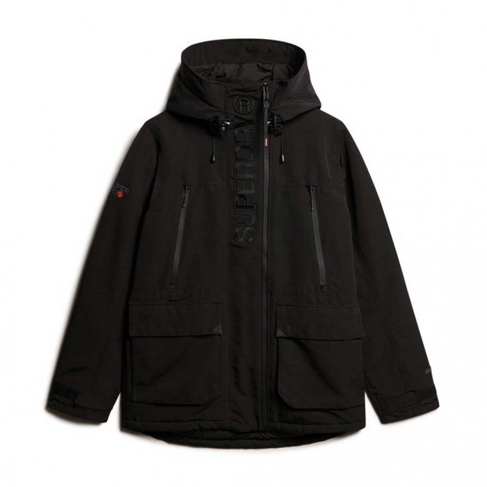 SUPERDRY Hooded Ultimate Embroidered SD Windbreaker Jacket BLACK