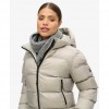 SUPERDRY Hooded Luxe Sports Puffer Jacket BEIGE