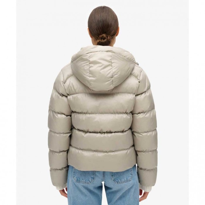 SUPERDRY Hooded Luxe Sports Puffer Jacket BEIGE