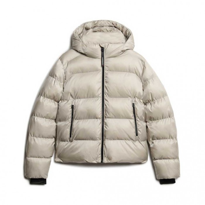 SUPERDRY Hooded Luxe Sports Puffer Jacket BEIGE