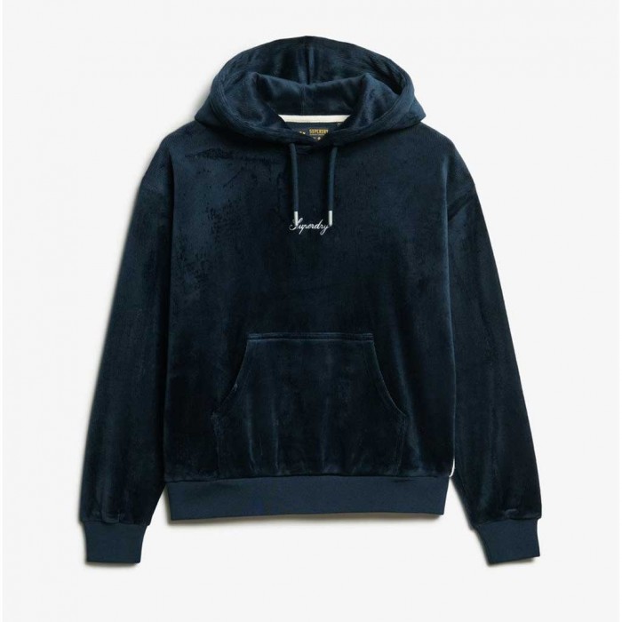 SUPERDRY Country Club Velour Loose Hoodie BLUE