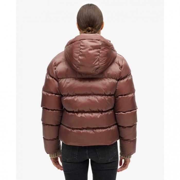 SUPERDRY Hooded Luxe Sports Puffer Jacket SPICE BROWN