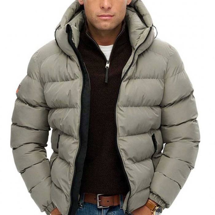 SUPERDRY MAN HOODED SPORTS PUFFER JACKET LIGHT GREEN