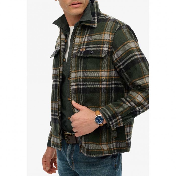 SUPERDRY Wool Miler Zip Overshirt GREEN