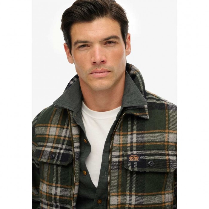 SUPERDRY Wool Miler Zip Overshirt GREEN