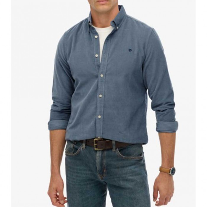 SUPERDRY MAN Classic Needle Cord Shirt GREY/BLUE