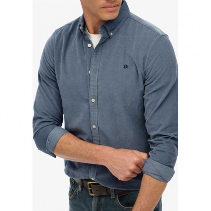 SUPERDRY MAN Classic Needle Cord Shirt GREY/BLUE