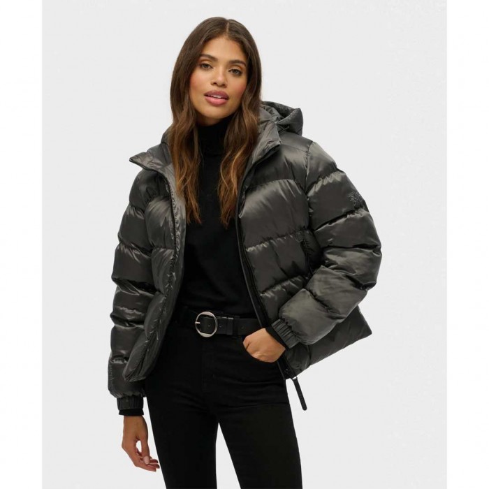 SUPERDRY Luxe Sports Hooded Jacket BLACK SUPERDRY Luxe Sports Hooded Jacket BLACK