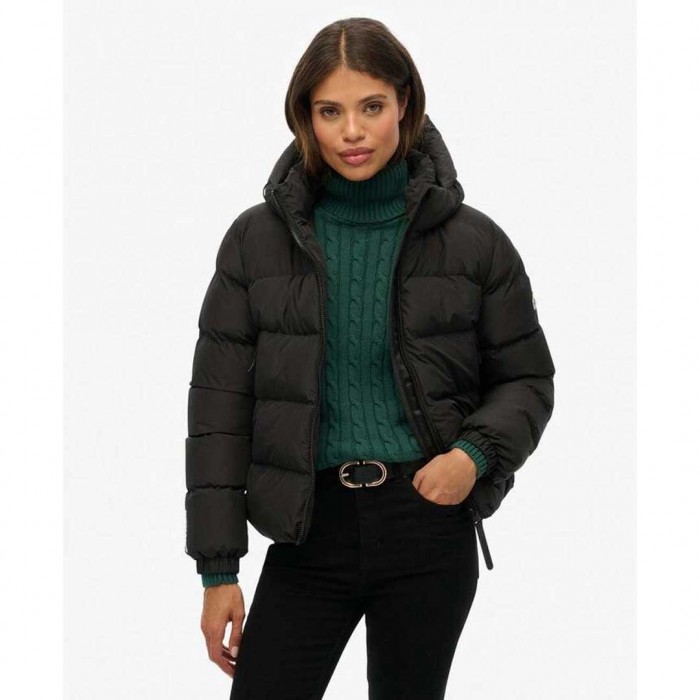 SUPERDRY WOMAN Hooded Sports Puffer BLACK