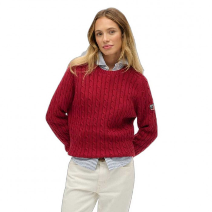 SUPERDRY WOMEN Loose twisted jumper BORDO
