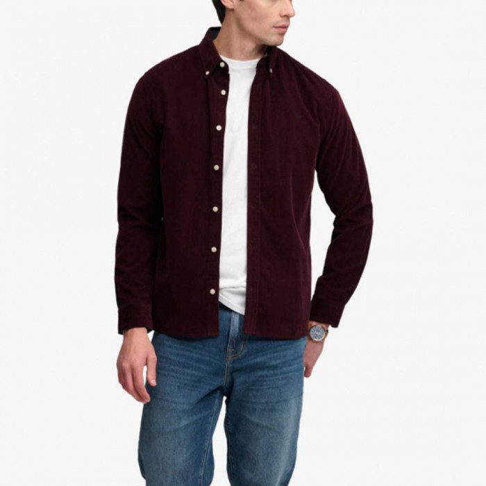 SUPERDRY MAN CORD SHIRT BORDO