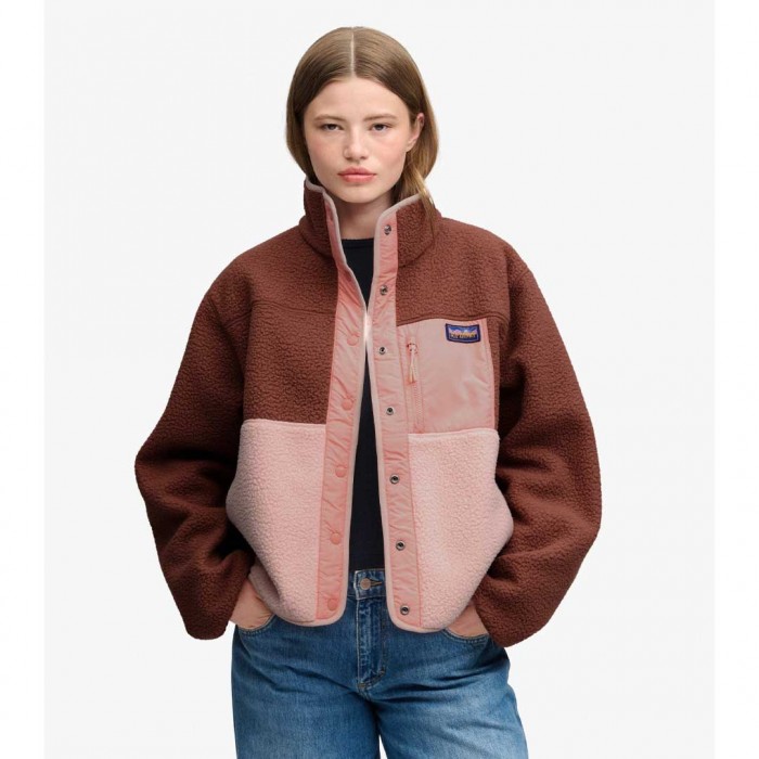 SUPERDRY WOMAN Colour Block Fleece Jacket SPICE BROWN