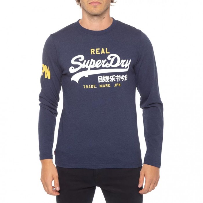 SUPERDRY Μακρυμάνικο T-Shirt 'Vintage VL Classic L/S Top' BLUE