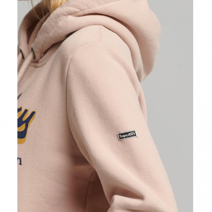 SUPERDRY Graphic Logo Sparkle Hoodie Pink