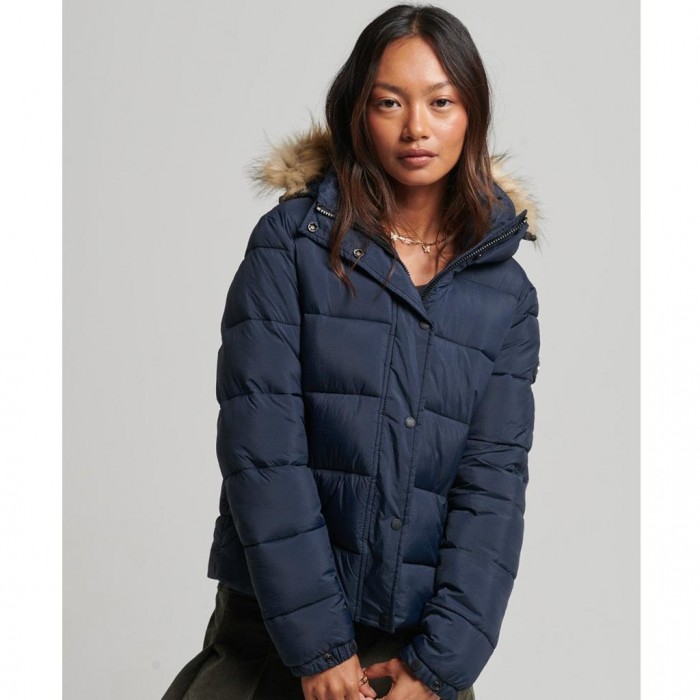 SUPERDRY Hooded Mid Layer Short Jacket NAVY