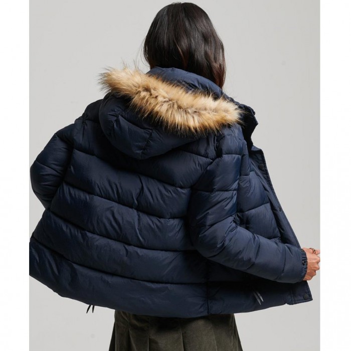 SUPERDRY Hooded Mid Layer Short Jacket NAVY