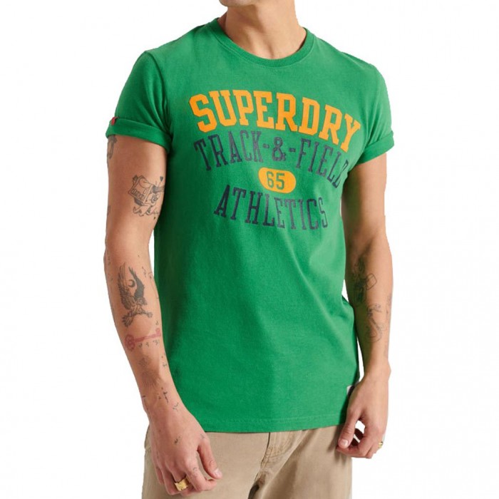 SUPERDRY TRACK AND FIELD GRAPHIC LW TEE GREEN