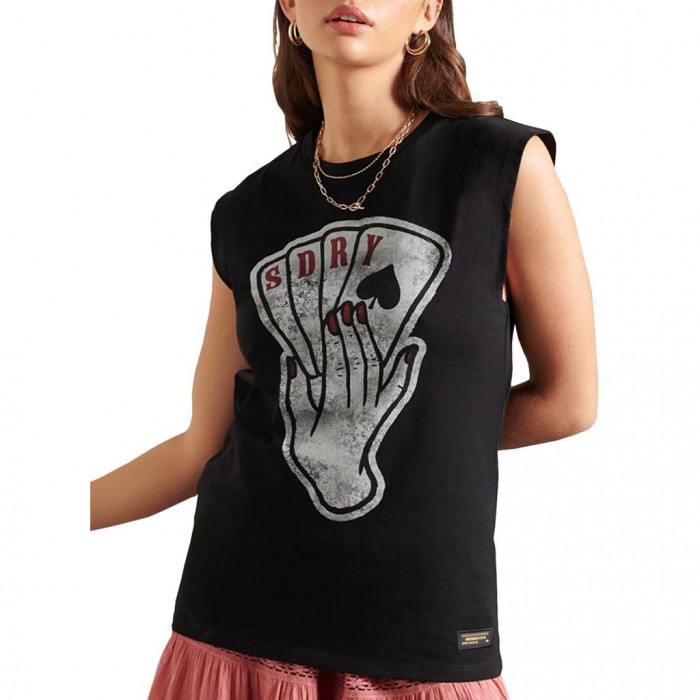 T-Shirt Superdry Military Logo Black for Woman