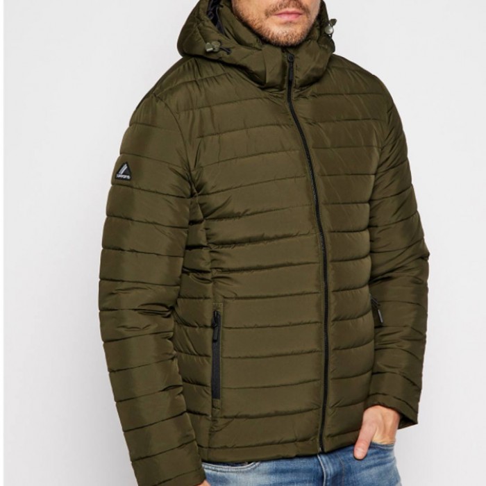 Superdry Μπουφάν πουπουλένιο Hooded Fuji Πράσινο Regular Fit