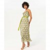 SURKANA Printed satin long dress Green