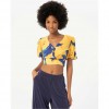 SURKANA Printed puffed sleeve crop top Yellow