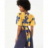 SURKANA Printed puffed sleeve crop top Yellow