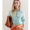 SURKANA Long sleeve shirt with yoke trim detail Aqua green SURKANA Long sleeve shirt with yoke trim detail Aqua green