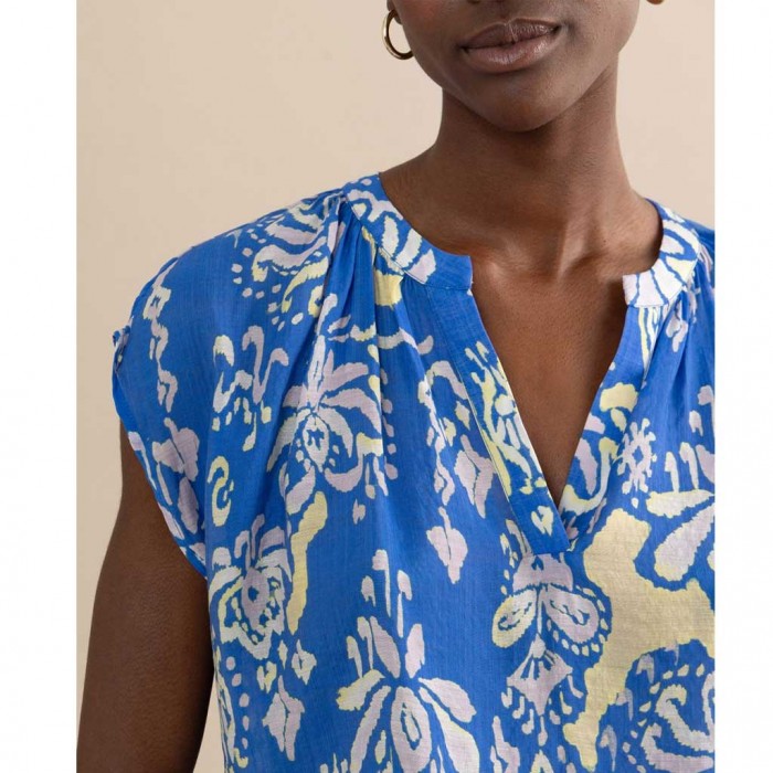 SURKANA Blouse with V-neck opening Blue