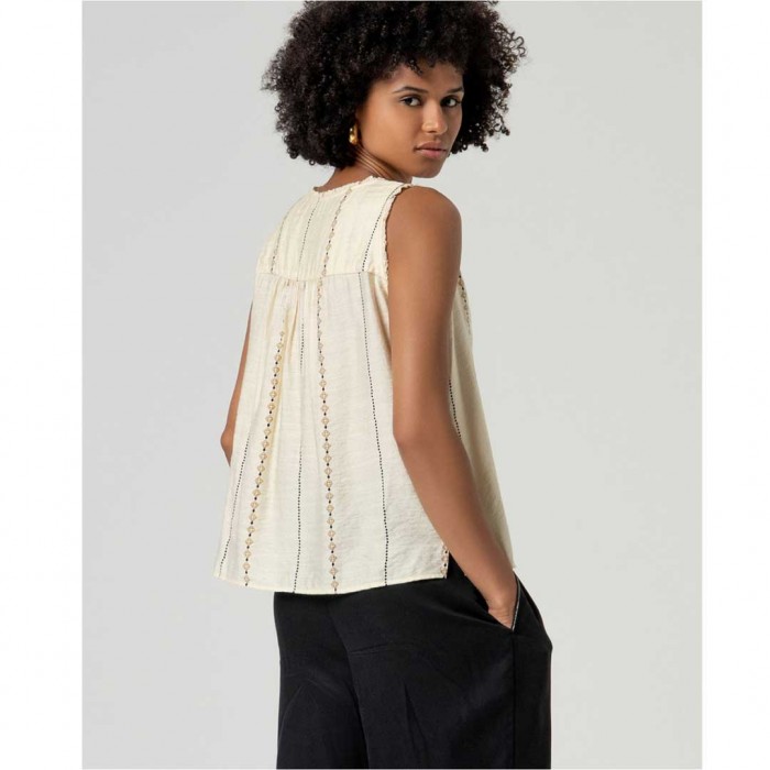 SURKANA Embroidered top with straps and micro-ruffle OFF WHITE SURKANA Embroidered top with straps and micro-ruffle OFF WHITE