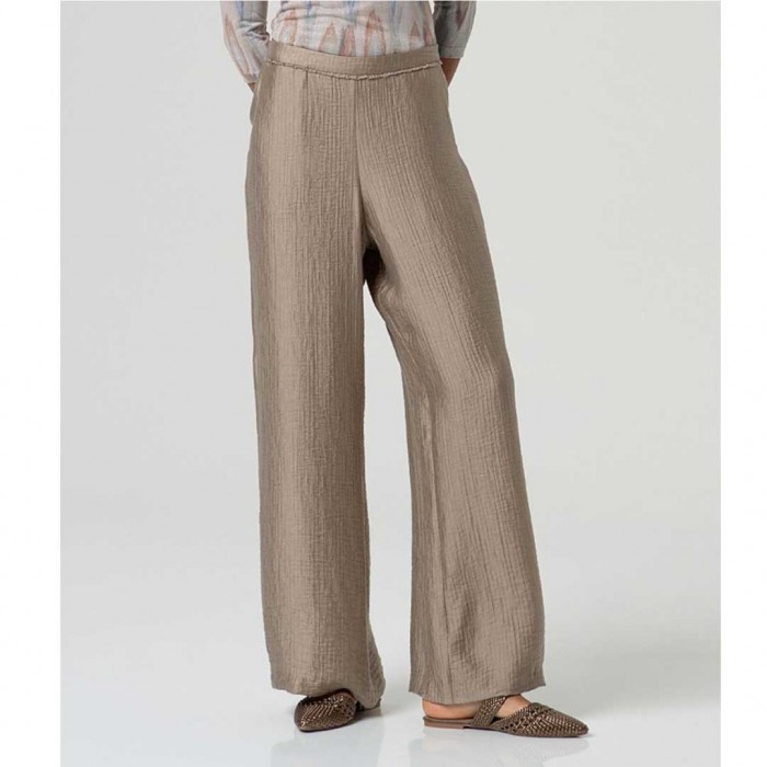 SURKANA Straight leg trousers with front closure, lyocell BEIGE
