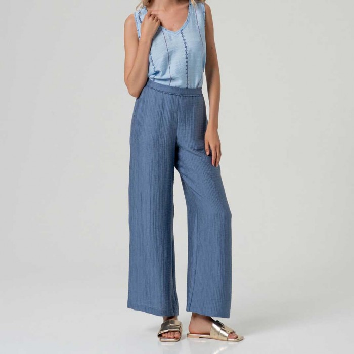 SURKANA Straight leg trousers with front zip, lyocell BLUE