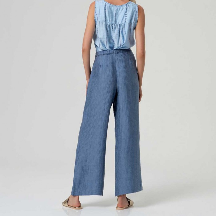 SURKANA Straight leg trousers with front zip, lyocell BLUE SURKANA Straight leg trousers with front zip, lyocell BLUE