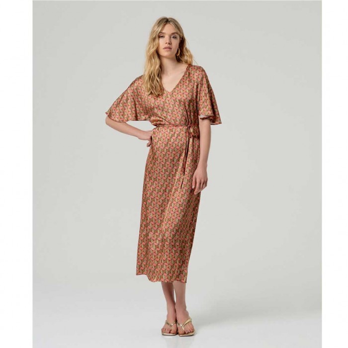 SURKANA Printed midi dress with belt MULTI