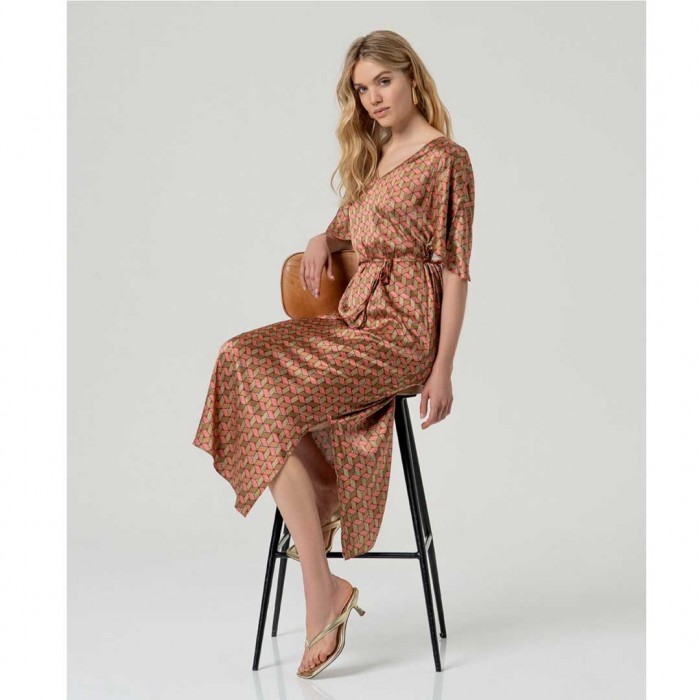 SURKANA Printed midi dress with belt MULTI