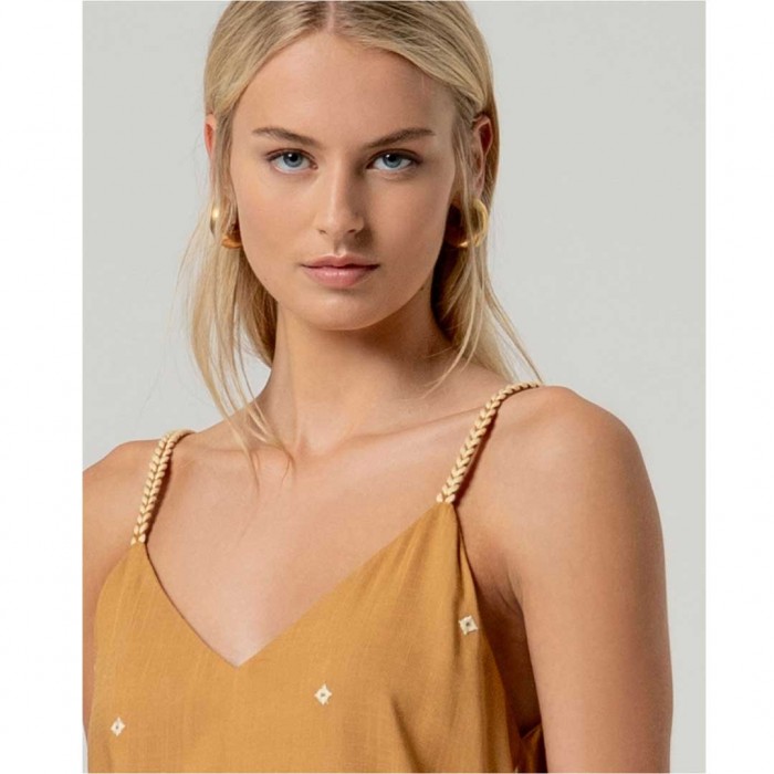 SURKANA subtly embroidered tank top CAMEL