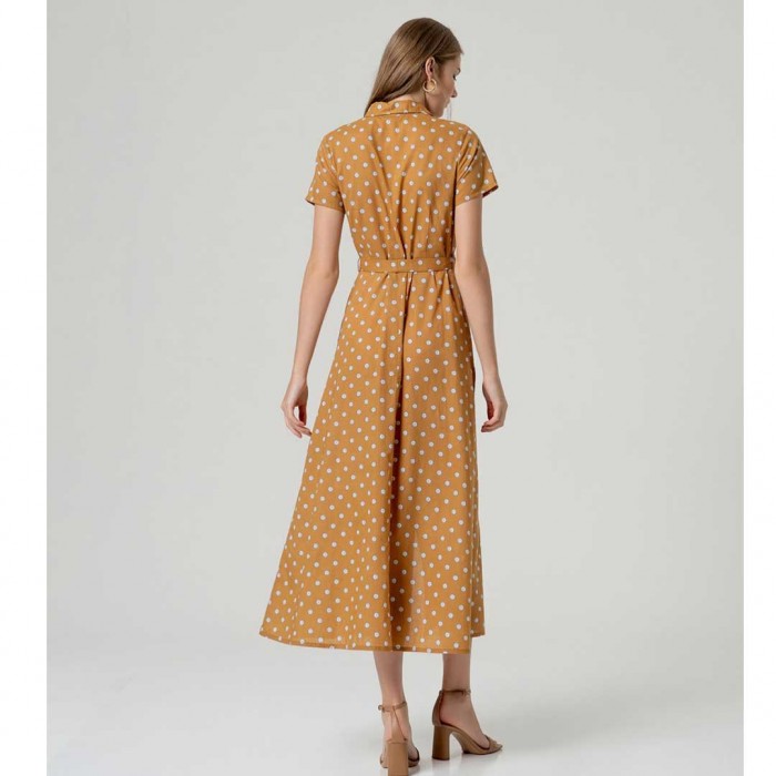 SURKANA cotton midi dress with belt CAMEL